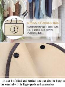 防尘服装罩，婚纱防尘罩，创意字母图案西装外套连衣裙保护罩，防潮悬挂式服装袋，衣柜收纳袋，透气旅行服装袋。