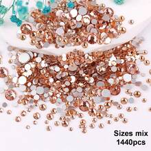 SS6 2MM-SS30 6.4MM, 7 Sizes, Non-Hot Fix, Adhesive Round Flat Bottom Glass Crystal Rhinestones, Multi-Color Crystal Gemstone Jewelry Beads DIY Glass Stone Diamond Design Accessories, Glitter Nail Art Stickers Decoration, Suitable For Phone Cases, Clothes, Bags, Shoes, Crafts - Multicolor - View 82