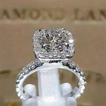 1pc Fashionable New White Zirconia Inlay Ring Suitable As A Woman\ Engagement Accessory, And As A Male/Female Family/Friends/Loved Ones. - 白色 - 查看 3