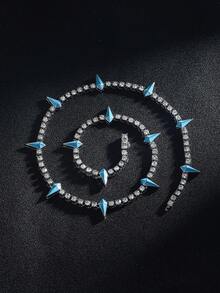 Men's Rhinestone Spiked Necklace, Diamond Tennis Chain, Cool Rapper Anime Hippie Claw Necklace, Halloween Costume Wakanda King Jewelry Gift