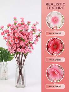 1/4/8支人造桃花，春季家居装饰丝绸假花，家居、餐桌、派对、婚礼装饰，女士礼物，情人节礼物 - 彩色 - 查看 6