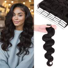 Body Wave Hair Extensions Tape In 20pcs Tape Ins Human Hair Extensions Natural Hair Tape In Soft Skin Wet And Invisible - S1B - View 2