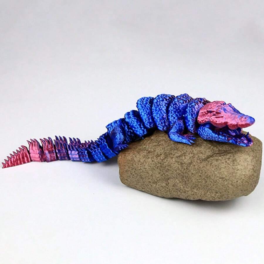 3D打印鳄鱼模型，关节可活动，动物模型收藏，家居装饰桌面摆件，房间装饰 - 彩色 - 查看 1