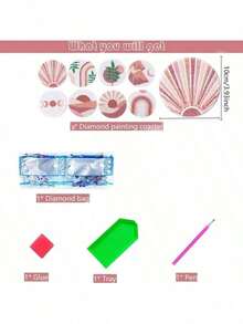 8pcs Diamond Painting Kit With Moon, Sun & Leaf Patterns, DIY Artificial Diamond Painting Coasters With Holders, DIY Crystal Diamond Mosaic Painting Wooden Coasters With Stands, Suitable For Office, Tea Room, Tabletop Anti-Slip Decoration - Multicolor - View 3