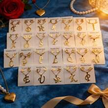 7件套不锈钢英文字母女士首饰套装，优雅简约混搭风格耳环项链套装，适合派对、婚礼、日常佩戴，时尚首饰，最佳礼物 - 隨機7組耳環項鍊套裝 - 查看 3