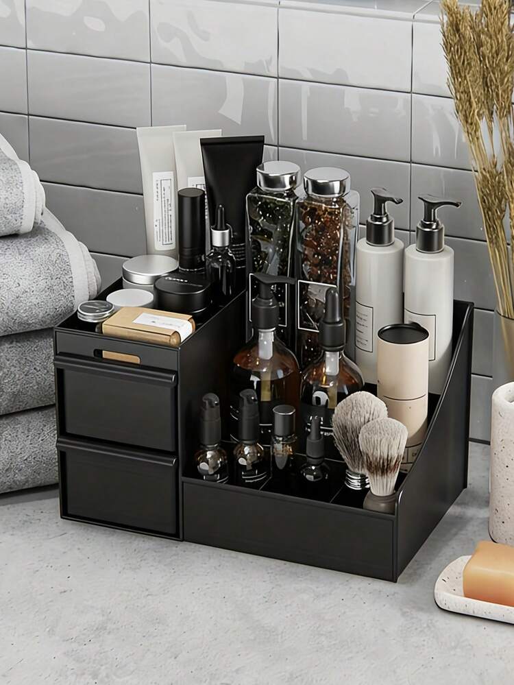 Cosmetic Organizer With Drawers, Plastic Makeup Storage