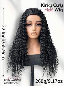 Deep Wave Half Wig Wear And Go Glueless Wigs 22/26 Inch Curly 3 In 1 Half Wigs For Women Drawstring Seamless Wig Beginner Friendly - Multicolor - View 3