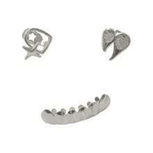 1 Set Personalized Micro-Inlaid Zirconia Heart & Teardrop Hollow Star Dental Grillz, Flat Teeth Grill, Unisex Daily Wear