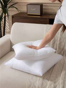 2pcs White Decorative Throw Pillow Inserts - Soft Polyester Filled Cushions, Indoor Decorative Pillows For Bed, Sofa, Bedroom, Hotel, Car, Office - Machine Washable Home Decor, Comfortable Bedding Accessories, Pillows, Cushions, Relaxing Style With Strong Support, No Lumping, Breathable Design, Suitable For Daily Use And Hosting Guests, Soft Filling