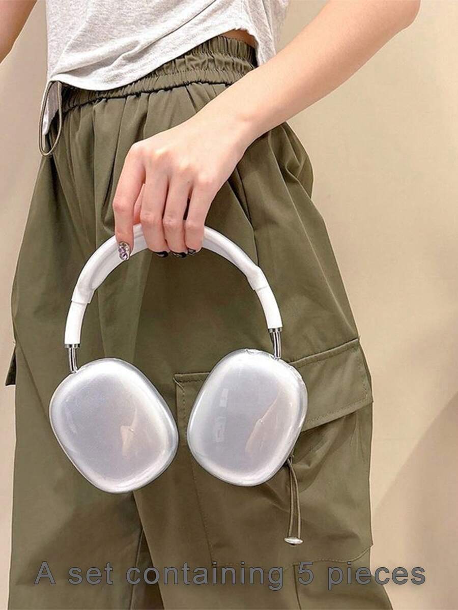 1 Juego de Funda Protectora Transparente de TPU Compatible con Auriculares Apple Max, Resistente al Agua y a los Arañazos, Clásica - transparente - Ver 1