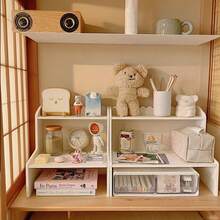 1pc Desktop Storage Rack, Desk Organizer Box, Riser Shelf, Office Supplies Storage Box, Multifunctional Minimalist Computer Monitor Riser Drawer Type Desk Organizer - White - View 9