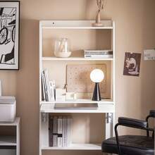 SoBuy Home Office Desk With 5 Compartments, Foldable, Computer Desk Workstation, White, 64 Cm W X 58 Cm D X 145 Cm H - White, 64x58x145cm - View 11