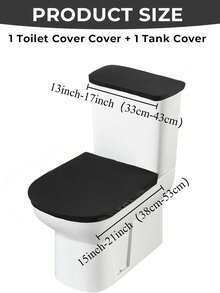 1 Juego de Tapa de Inodoro con Diseño en T de unicolor Jacquard, Cubierta de Asiento de Inodoro Elástica Extraíble a Prueba de Polvo y Suciedad, Juego de Tapa de Inodoro y Tapa del Tanque, Adecuado para la Decoración del Baño, Inodoro no Incluido - Multicolor - Ver 4