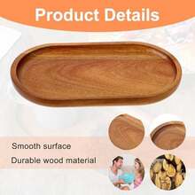 Small Acacia Wooden Serving Tray, Oval Natural Wood Serving Board Charcuterie Plate Bathroom Counter Tray For Party Dinner Wedding Food Fruit Snacks Appetizers, 7.48''*4.13Inch - / - 查看 4