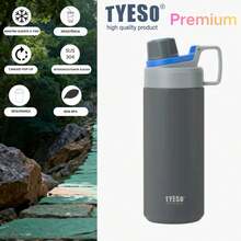 TYESO 900ML (30OZ) Vacuum Insulated Water Bottle With Carrying Handle, Iridescent Colors. Stainless Steel Coffee Cup With Straw, Thermal Bottle, Thermal Cup, 100% Leak-Proof, Keeps Temperature For 24 Hours For Hot/Cold Drinks Or 10 Hours For Hot Drinks. Suitable For Water, Iced Tea, Coffee, Smoothies And Other Beverages. An Ideal Choice For Festive Or Birthday Gifts. - 灰色的 - 查看 16
