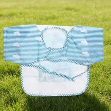 1pc Newborn Infant Reversible Feeding Bib, Baby Eating Smock, Unisex - Multicolor - View 4