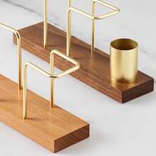 1pc Square Straight Edge Wooden Upright Napkin Holder, New Design For Restaurant, Cafe, Tabletop Tissue Dispenser - Multicolor - View 7