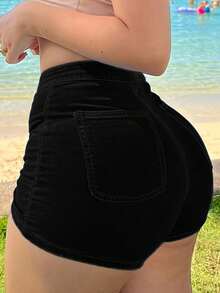 Short Mezclilla Mujer Alto Cintura Push Up - Pantalones de Mezclilla para Mujer Fashionista en Moda para Verano - Negro - Ver 5