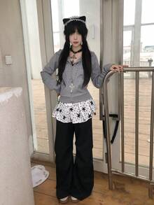 1件美式朋克街头风可爱星星印花层叠迷你裙，四季皆宜 - 彩色 - 查看 3