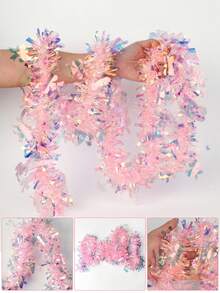 1pc Approx. 2m Long Pink & Blue Glitter Streamer, Suitable For Gender Reveal Party, Birthday, Wedding, Baby Shower, Room Wall Decor, Gender Reveal Decoration, Pink & Blue Glitter Ribbon, Boy Or Girl Gender Announcement, Shiny Foil Streamer, Photo Backdrop, Party Supplies - Multicolor - View 2