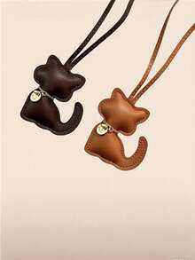 1/4pcs PU Leather Cute Cartoon Cat Keychain, PU Leather Kitten Keychain, Fashionable Cute Kitten Bag Keychain, Fashionable Animal Keychain Pendant, Decorative Keychain, Student/Couple Bag Accessory, Party Gift, Backpack Decoration Accessory Gift, Ideal Gift For Women (4pcs/1pc) - Multicolor - View 2