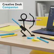 1pc 3D Printed Matchstick Warrior Pen Holder, Funny Desk Organizer, Surprise Gift, Collectible - Multicolor - View 4