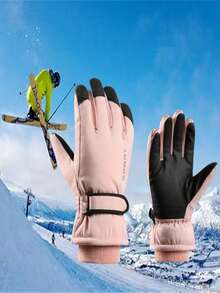 1 para damskich rękawiczek do jazdy na nartach na świeżym powietrzu, snowboardzie, kolarstwie, sportach, antypoślizgowych, wiatroszczelnych, ciepłych, z ekranem dotykowym, zimowych, ogrzewających dłonie, zimowych rękawiczek, rękawiczek narciarskich, rękawiczek śnieżnych - Wielokolorowe - Zobacz 11