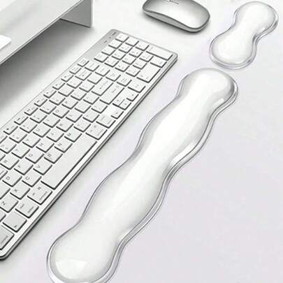 1 set kristallklart vågformat handledsstöd för musmatta, tangentbord, handledsstöd, kylande och bekvämt