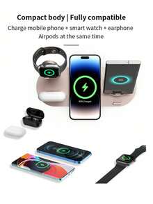6-In-1 Wireless Charging Dock Station, Fast Charging Stand Compatible With IPhone 14/13/12/11/XR/Pro/8/7/6