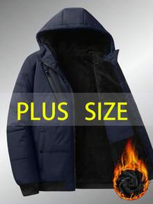 Men's Waterproof Down Jacket, Warm Thickened Fleece Quilted Coat, Multi-Pocket Design, Winter