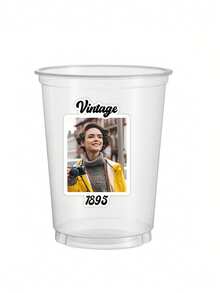 3/9/18张复古个性化生日派对姓名贴纸,可定制80、90年代生日装饰,含人像杯贴,适用于21岁、30岁、40岁和50岁生日派对装饰,复古生日派对用品 - 多色 - 查看 10