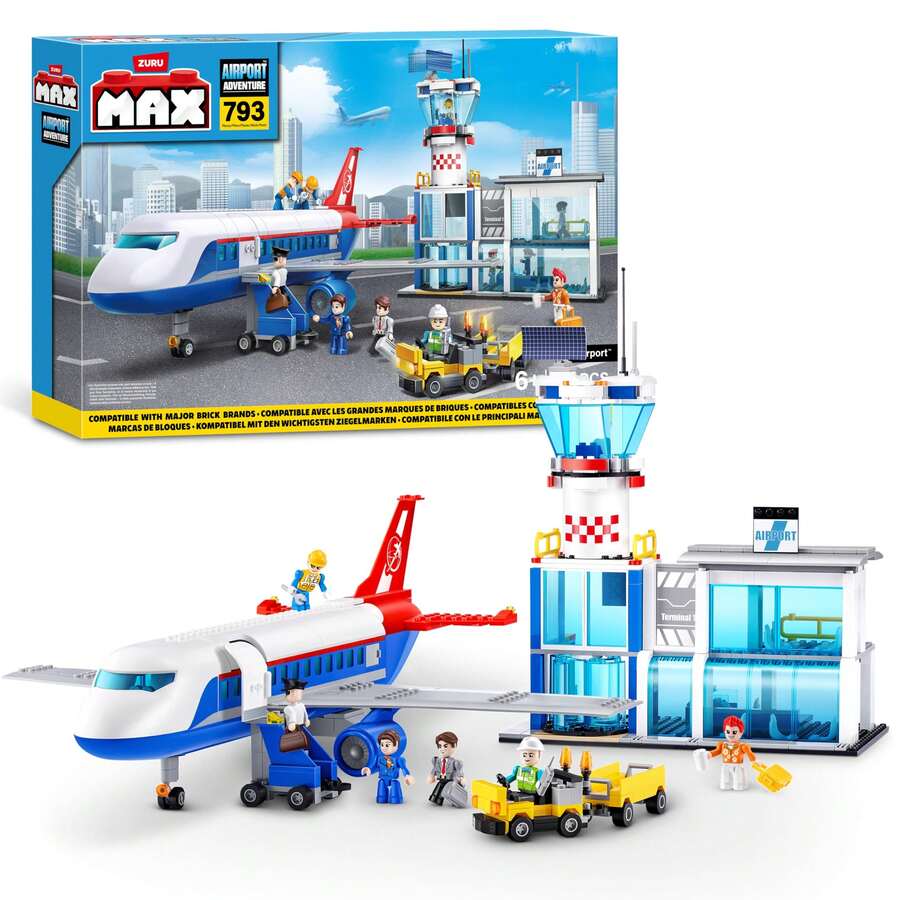ZURU Max Adventure Airport Playset - Building Bricks - Blue - View 1