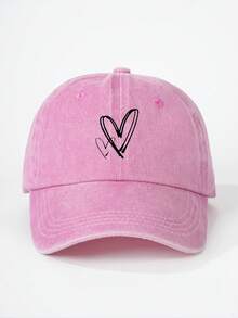 1顶印花爱心儿童水洗棒球帽，可调节户外防晒休闲帽，适合春秋季旅行、海滩，Y2K风格，男女童均适用 - 棒球帽 - 查看 6