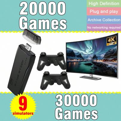 20000 Retro Klasik Oyun ve FC/GBA/PS1 için 9 Simülatörlü 1 Set Ev Oyun Konsolu 4K HD'yi Destekler TV/Projektöre Bağlı İki Oyunculu Oyun İçin Kablosuz Kumanda Nostaljik Arcade Joystick Parti Toplantısı Etkileşimli Kart Tipi Kırmızı ve Beyaz Makine Koca ve Erkek Arkadaş İçin Doğum Günü Hediyesi