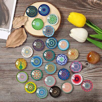 30pcs Refrigerator Magnets, Cute Storage Cabinet Magnets, Suitable For Refrigerator, Whiteboard, Cabinets, Office, Kitchen Chalkboard Art, Suitable For Adults (Mandala/Blue & White Porcelain/Ocean)