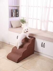 1pc Plush Warm Pet Stair Ramp, Elderly/Small Dog Assistance Ladder, Protect Every Step, Easy Up And Down, Love Lasts Longer. Sofa Bed Dog Steps, Washable Sponge Pet Stairs For Sofa, Bed, Teddy, Small Pets - Coffee Brown - View 11