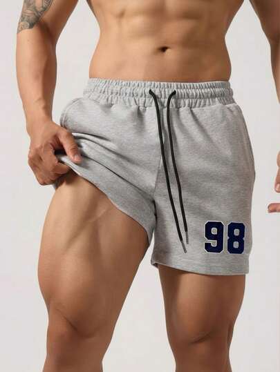 男士休闲纯色运动短裤，夏季款式，透气抽绳弹力腰带跑步健身短裤，沙滩篮球短裤，家居休闲短裤