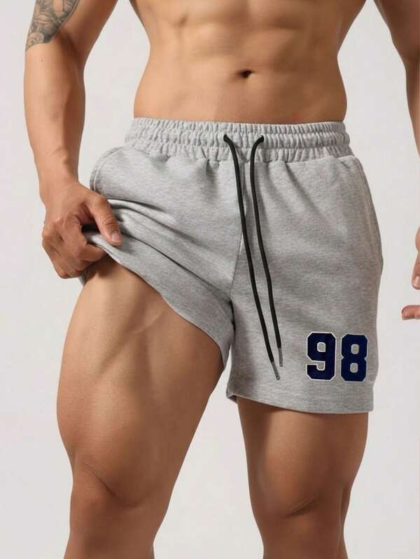 男士休闲纯色运动短裤，夏季款式，透气抽绳弹力腰带跑步健身短裤，沙滩篮球短裤，家居休闲短裤