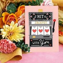 1pc Funny Valentine's Day Card For Husband, "I Hit The Jackpot With You" Love Greeting Card From Wife, Cute Slot Machine Heart Design, High-Quality Paper With Envelope, 4.7*6.7 In - 玫瑰紅 - 查看 6