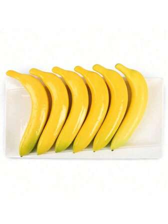 人造黄香蕉 6 件装 仿真假香蕉 仿真水果 家居厨房装饰套装
