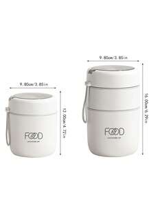 1pc Stainless Steel Breakfast Cup With Spoon, Transparent Lid, Portable, Mini Lunch Box, Suitable For Office Workers, Students, Outdoor - Multicolor - View 2