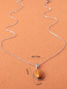 1 pieza Collar con colgante de piedra de ojo de tigre natural, diseño de pareja de moda - piedra ojo de tigre - Ver 6