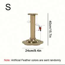Sisal Cat Scratching Post - Durable, Cat Climbing Frame With Trackball & Hanging Ball Toys, Multi-Functional Interactive Cat Toy, Suitable For Indoor/Outdoor Use For Small/Medium Cats, Artificial Feather, 2 Models Available - Small Size 40cm - View 14