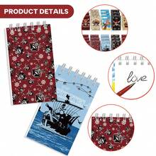 Conjunto de 10/20 cadernos com tema de navio pirata e caveira - Ideais para festas temáticas de piratas, aniversários, lembrancinhas escolares, material de escritório, artigos de papelaria, acessórios para presentes, cadernos fofos, estilo boêmio, cadernos espiral, blocos de notas portáteis, artigos de papelaria temáticos, mini cadernos, planejadores de festas, entusiastas de papelaria. - Multicolorido - Ver 5