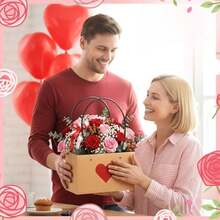 12 Pcs Valentines Kraft Paper Flower Gift Bags Brown Bouquet Bag Boxes With Handles Rectangle Flower Tote Bag With Waterproof Lining For Valentine's Day Mother's Day Birthday Wedding Parties Variant 1 - 12 - 查看 4