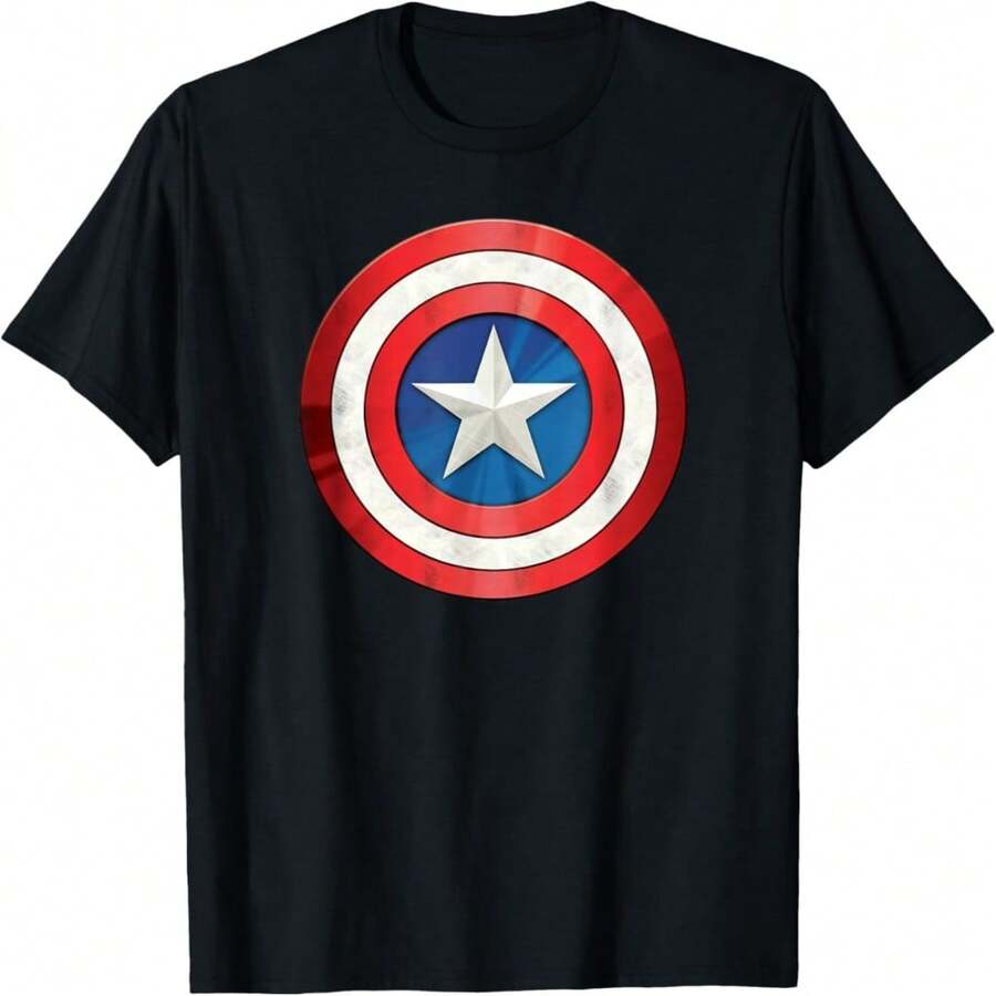 Comics R Clic Captain A Shield Costume T-Shirt - Svart 2 - Visa 1