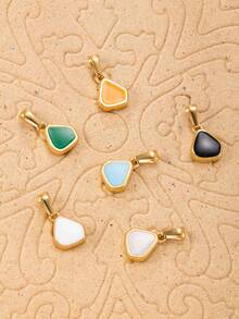 1pc 18K Gold Plated Stainless Steel Teardrop Pendant, Elegant Charm Pendant For DIY Necklace, Earrings, Jewelry Making, Daily Wear, Gift - Trapezoidal Style - View 1