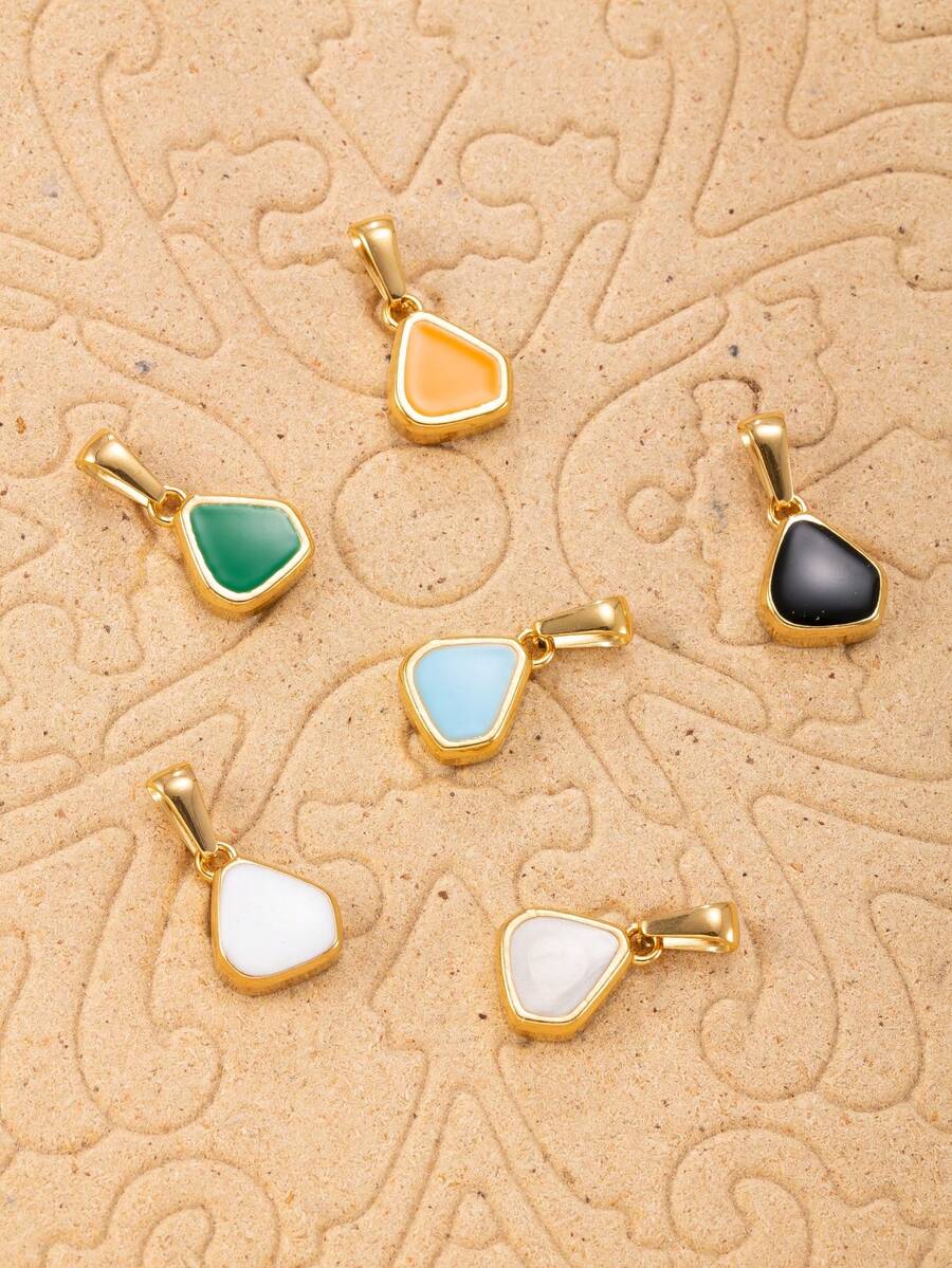 1pc 18K Gold Plated Stainless Steel Teardrop Pendant, Elegant Charm Pendant For DIY Necklace, Earrings, Jewelry Making, Daily Wear, Gift - Trapezoidal Style - View 1