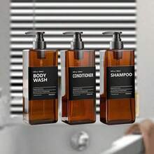 3pcs 500ml/16.9oz Refillable Plastic Pump Bottles, Includes Labels, Reusable For Shampoo, Body Wash, Cosmetics, Bathroom Shower Containers