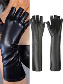 1双摩托车半指手套，加长皮革半指手套，掌心保护，男女皆宜，适合户外运动、骑行、家务、钓鱼等，是送给家人、朋友和情侣的绝佳礼物。 - 彩色 - 查看 5